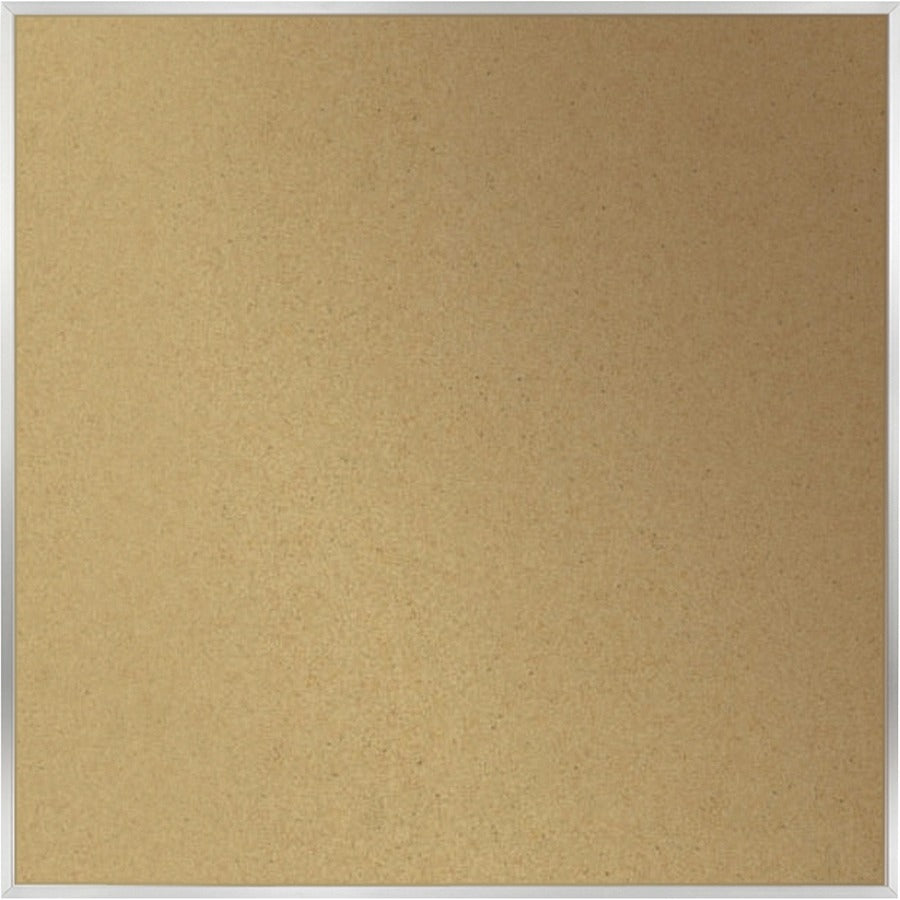 Ghent Natural Cork Bulletin Board with Aluminum Frame - 48" Board Height x 48" Board Width - Natural Cork, Fiberboard Surface - Self-healing, Laminated, Long Lasting, Rigid - Satin Aluminum Frame - 1 Each - TAA Compliant