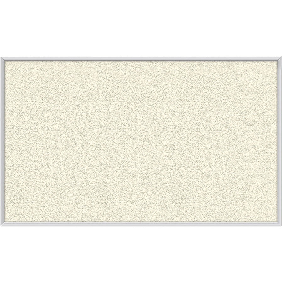 Ghent Vinyl Bulletin Board with Aluminum Frame - 48" Board Height x 60" Board Width - Ivory Vinyl, Fabric Surface - Durable, Laminated, Textured Surface, Washable, Customizable - Satin Anodized Aluminum Frame - 1 Each