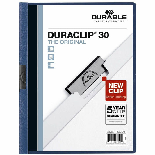 DURABLE DURACLIP Letter Report Cover - 8 1/2" x 11" - 30 Sheets Capacity - Vinyl, Steel - 1 Each