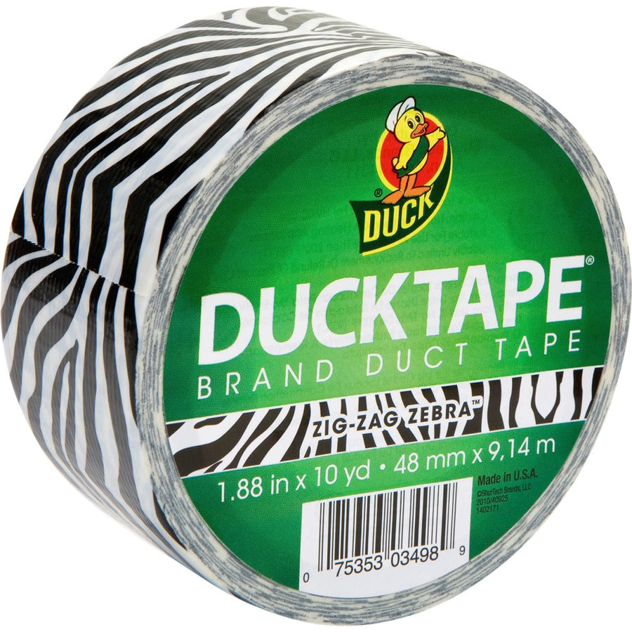 Duck Brand Brand Printed Design Color Duct Tape - 10 yd Length x 1.88" Width - Zebra - For Repairing, Color Coding - 1 Roll