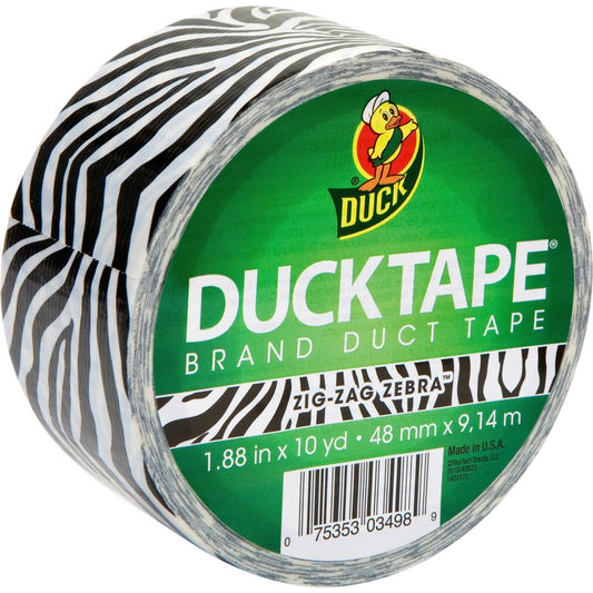 Duck Brand Brand Printed Design Color Duct Tape - 10 yd Length x 1.88" Width - Zebra - For Repairing, Color Coding - 1 Roll