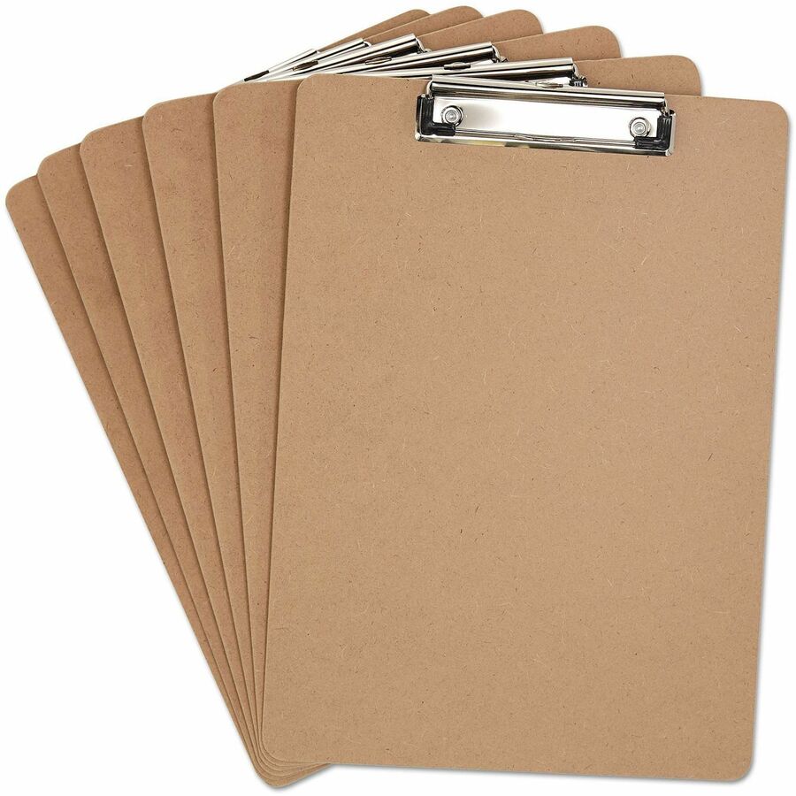 Universal Clipboard - 0.50" Clip Capacity - Storage for Paper, Document - 8 1/2" x 11" Sheet Size - Brown - 6 / Pack