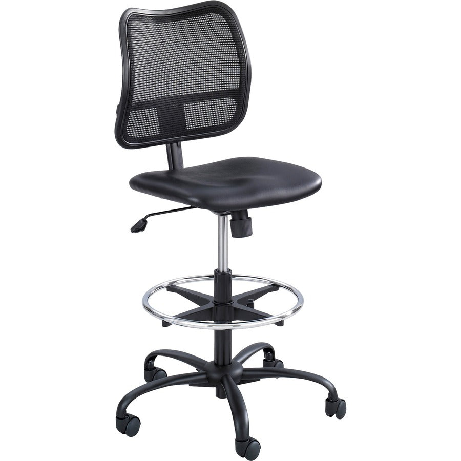 Safco Vue Extended-Height Vinyl Chair - Black Seat Color - Vinyl, Nylon, Polyester Seat Material - Black Back Color - 5-star Base - 1 Each