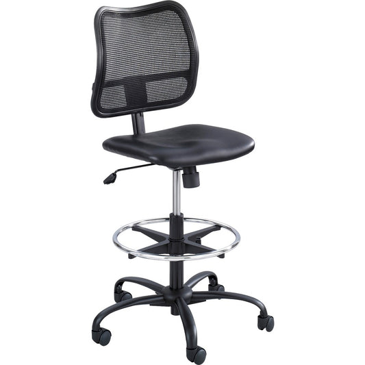 Safco Vue Extended-Height Vinyl Chair - Black Seat Color - Vinyl, Nylon, Polyester Seat Material - Black Back Color - 5-star Base - 1 Each