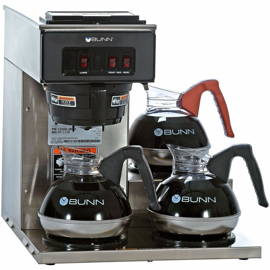 BUNN 12-Cup Low-Profile Pourover Coffee Brewer with 3 Warmers - 12 Cup(s) - Multi-serve - Stainless Steel