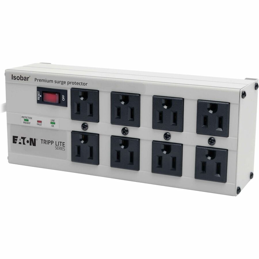 Tripp Lite series 8-outlet Premium Surge Suppressor - Light Gray - NEMA 5-15P - 8 x NEMA 5-15R - 1440 VA - 3840 J - 120 V AC Input - 120 V AC Output - 61 kA - 12 ft