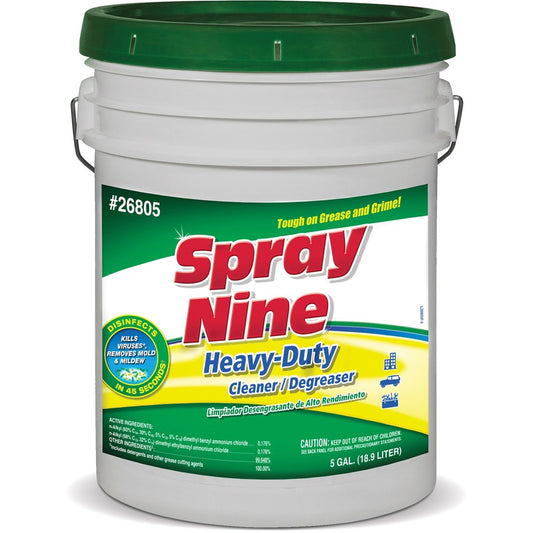 Spray Nine Heavy-Duty Cleaner/Degreaser + Disinfectant - For Multipurpose - 640 fl oz (20 quart) - Mild Scent - Recommended For: Grease Remover, Stain Remover, Oil Remover, Dirt Remover, Food Remover, Finger Mark Remover, Wax Remover, Tar Remover, Smok...