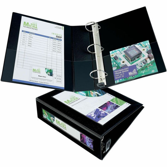 Avery, Heavy-Duty Framed View 3-Ring Binder - 3" Binder Capacity - Letter - 8 1/2" x 11" Sheet Size - 670 Sheet Capacity - 670 x 3" Ring - Fastener: Ring - Pocket: 2, Internal - Vinyl - Black - Recycled - Adhesive, Business Card Holder, Durable, He...