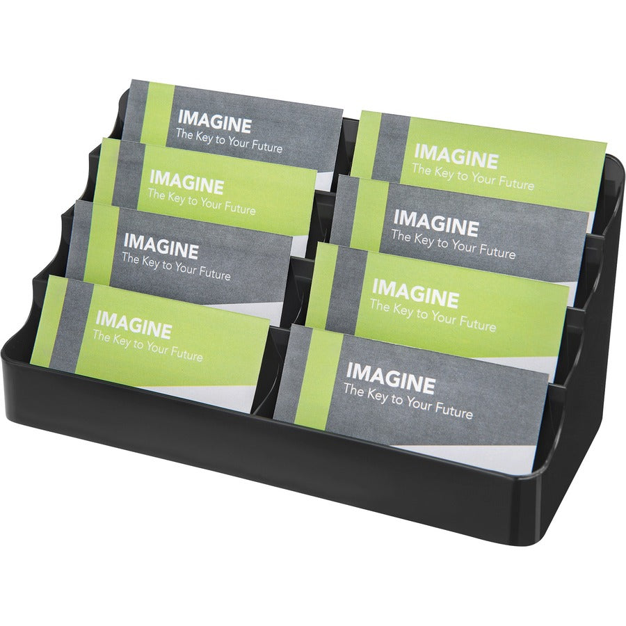 Deflecto Sustainable Office Business Card Holder - 3.9" Height x 7.9" Width x 3.6" Depth - Plastic - Black - 1 Each