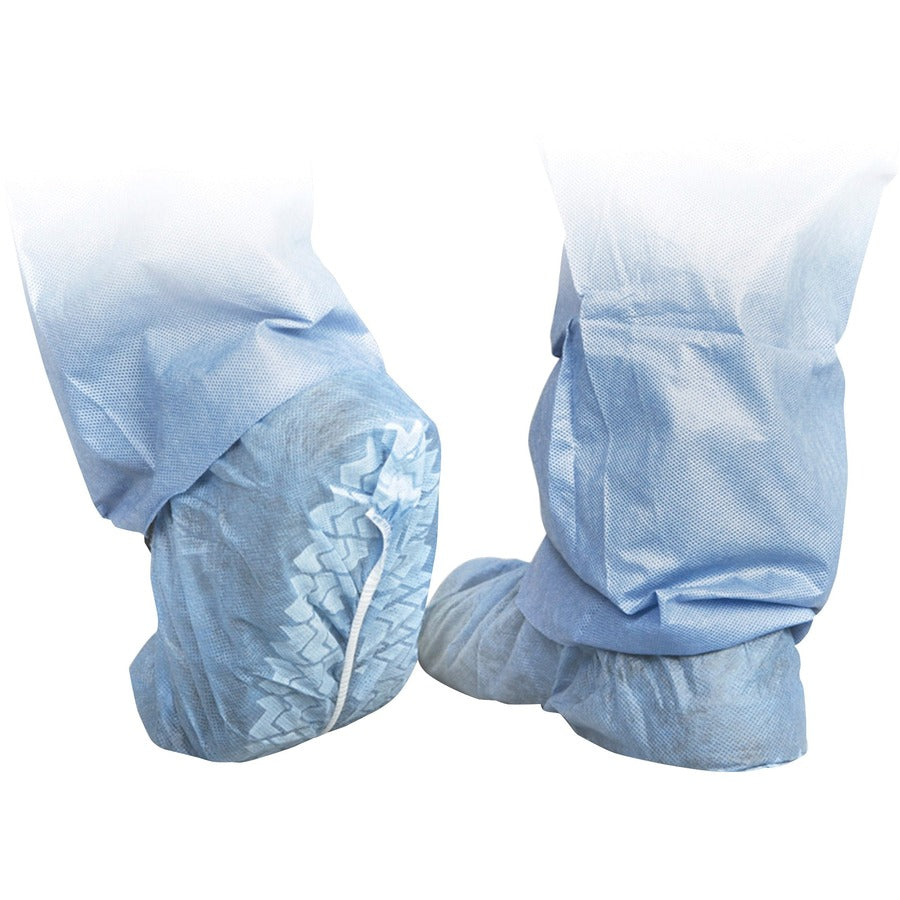 Medline Protective Shoe Covers - Extra Large - Polypropylene - Blue - Fluid Resistant, Breathable, Latex-free, Non-skid - 100 / Box