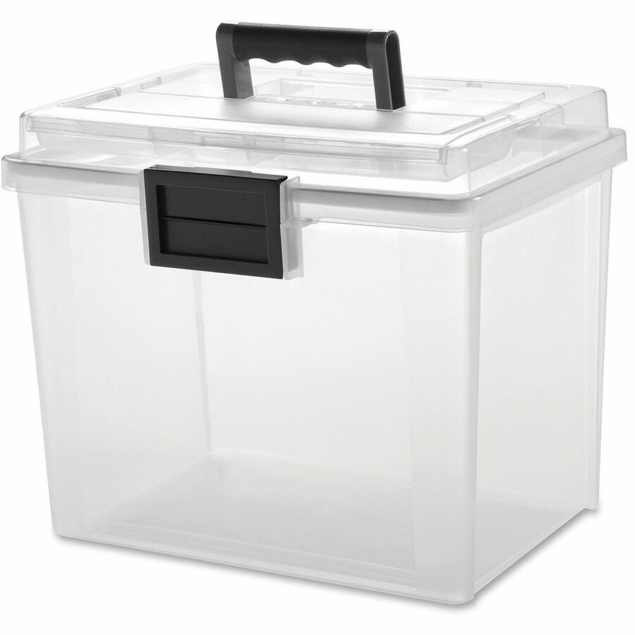 IRIS Weather Tight Portable File Box - External Dimensions: 13.7" Length x 10.2" Width x 11.9" Height - 4.75 gal - Media Size Supported: Letter 8.50" x 11" - Latching Closure - Heavy Duty - Plastic - Clear, Gray - For Document, Pen/Pencil, Business Car...