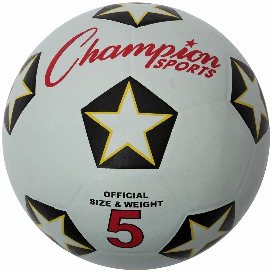 Champion Sports Rubber Soccer Ball Size 5 - 8.75" - Size 5 - Rubber, Nylon - Black, White, Red - 1  Each