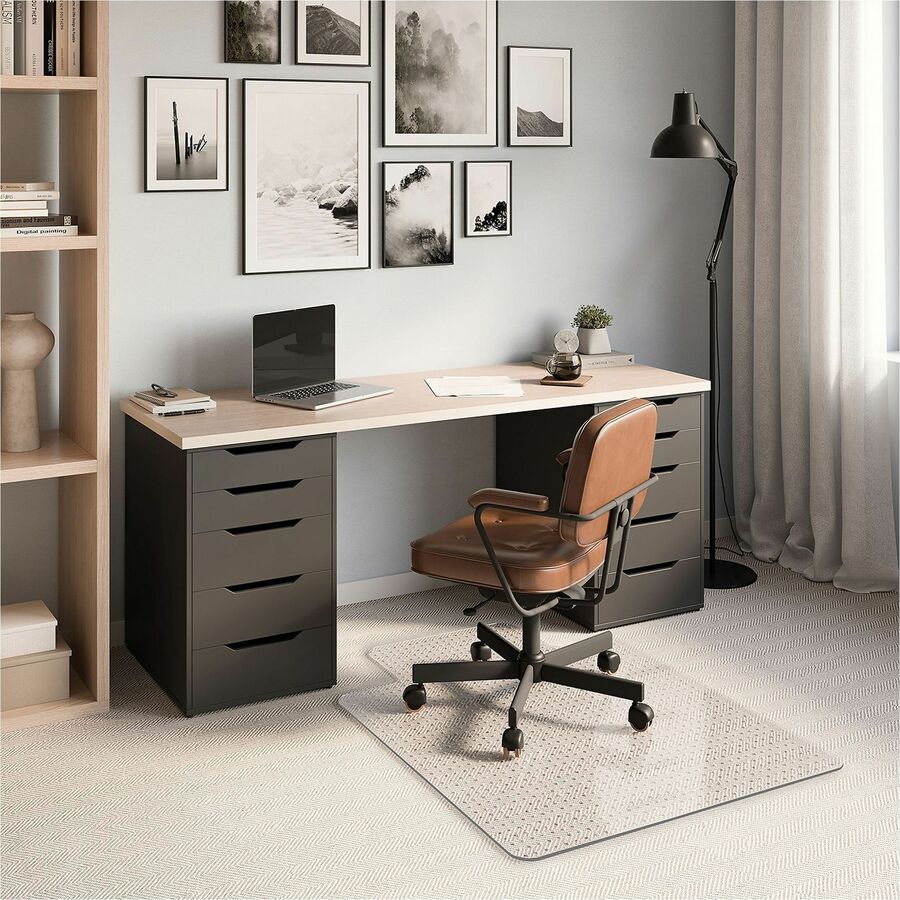 ES ROBBINS EverLife Chair Mat with Lip - Pile Carpet - 48" Length x 36" Width x 0.098" Thickness - Lip Size 10" Length x 20" Width - Vinyl - Clear - 1 Each