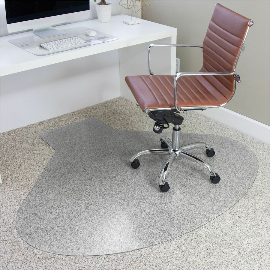 ES ROBBINS EverLife Workstation Chair Mat - Medium Pile Carpet, Workstation - 60" Length x 66" Width - Lip Size 12" Length x 20" Width - Vinyl - Clear - 1 Each