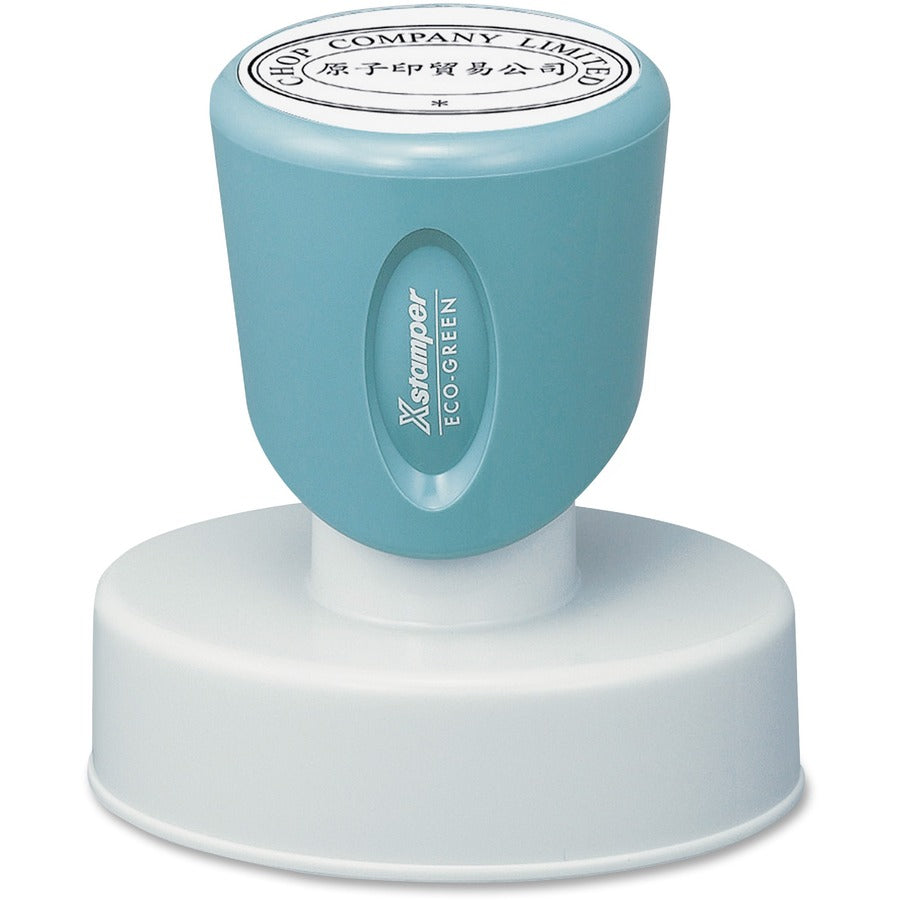 Xstamper Pre-inked Round Stamp - Custom Message Stamp - 1.19" Impression Width x 1.75" Impression Length - 50000 Impression(s) - Assorted - Rubber - 1 Each