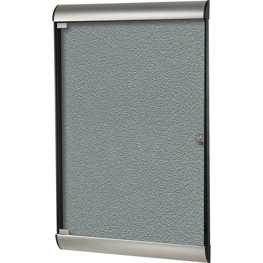 Ghent Silhouette Enclosed with 199 Stone Vinyl Tackboard - 42.13" Board Height x 27.75" Board Width - Stone Vinyl Surface - Aluminum Frame - 1 Each