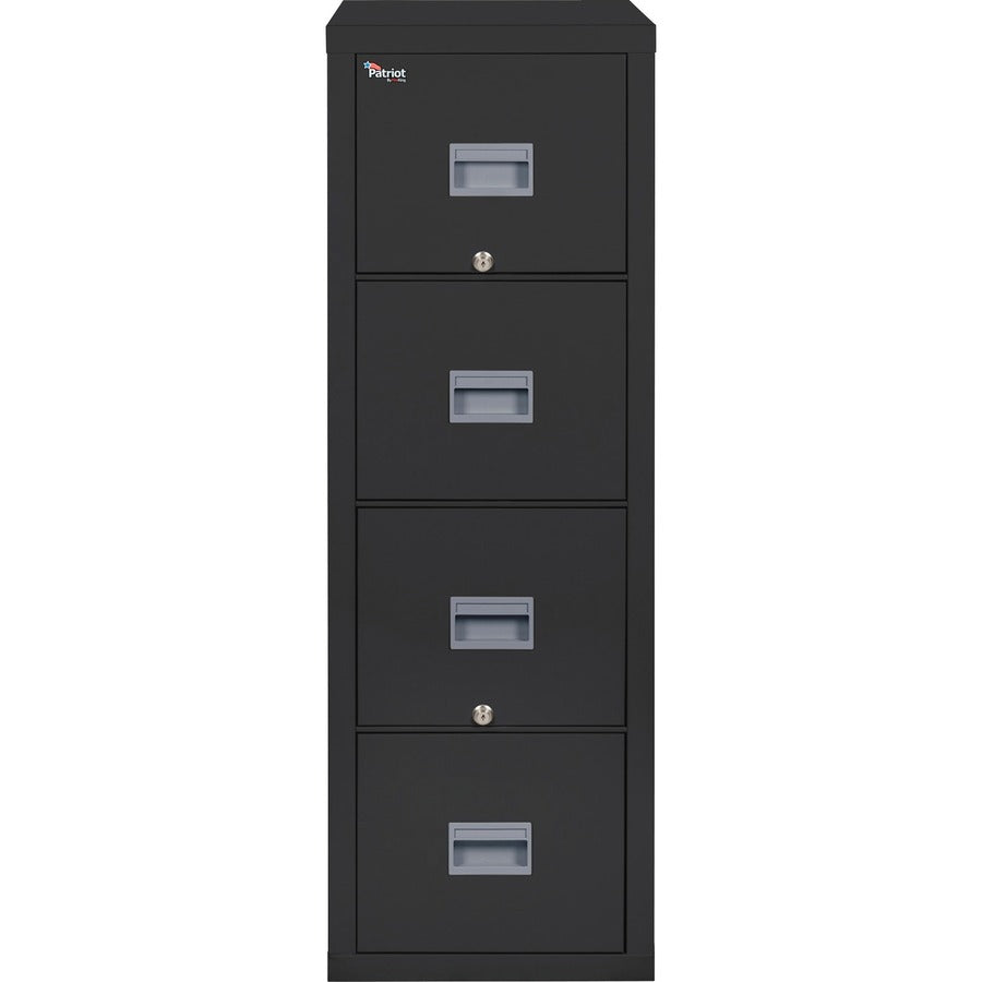 FireKing Patriot Series 4-Drawer Vertical Fire Files - 17.8" Width x 31.6" Depth x 52.8" Height - 4 x Drawer(s) for File - Letter - Vertical - Fire Proof, Impact Resistant, Locking Drawer, Scratch Resistant, Recessed Handle, Ball Bearing Slide - Black...