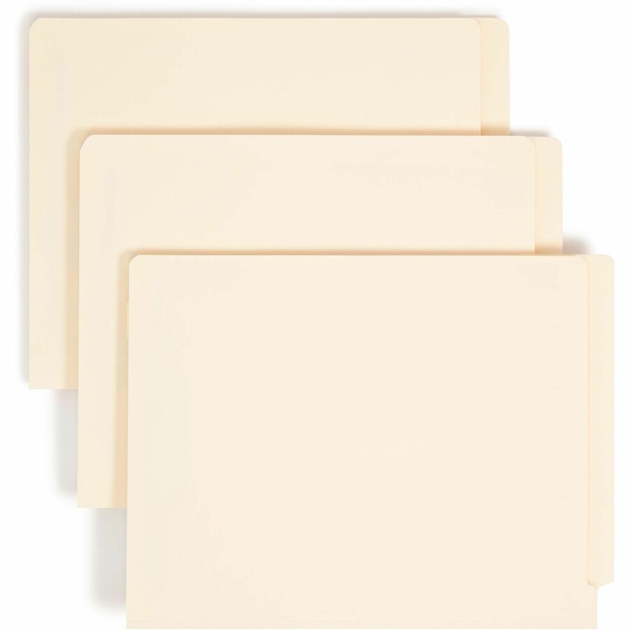 Smead Straight Tab Cut Letter Fastener Folder - 8 1/2" x 11" - 2 x 2B Fastener - End Tab Location - 1 Divider - 11 pt. - 2 Plys - Manila - Reinforced Tab, Straight Cut Tab - 10% Recycled - 50 / Box