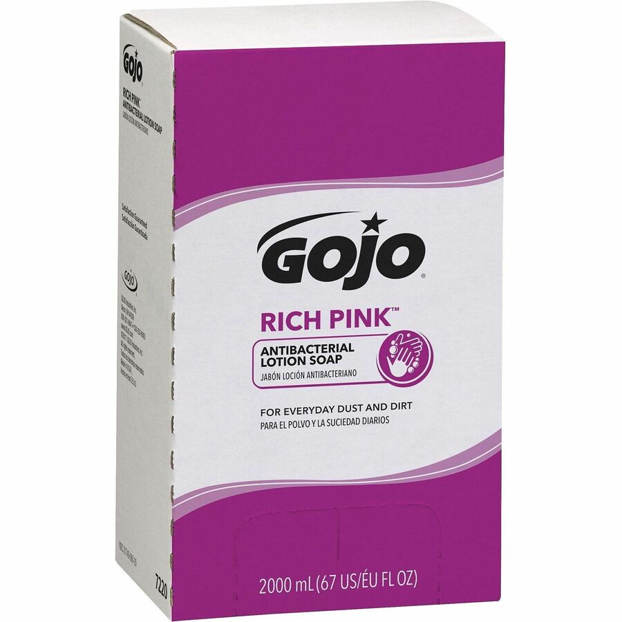 Gojo&reg, Rich Pink Antibacterial Lotion Soap Refill - 2.11 quart - Soil Remover - Antibacterial - 1 Each