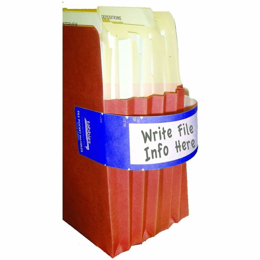 Tabbies File Pocket Handles - 2" Width x 9 5/8" Length - Dark Blue - Tyvek - 5 / Box