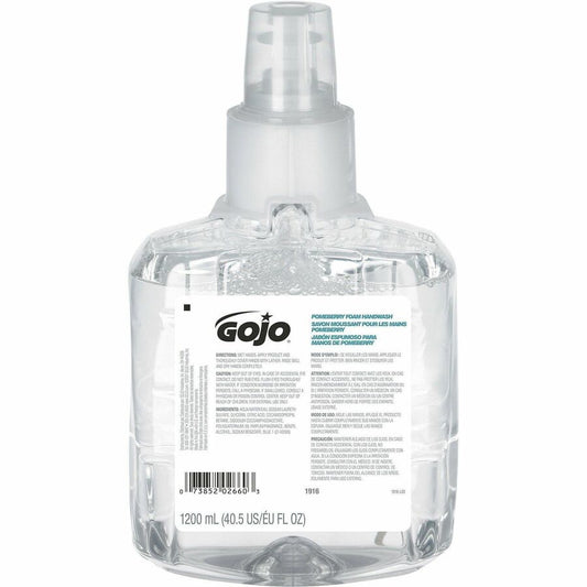 Gojo, LTX-12 Pomeberry Foam Handwash Refill - Pomeberry Scent - 1.27 quart - Bottle Dispenser - Hand - Moisturizing - Light Blue - Bio-based, Rich Lather, Eco-friendly - 1 Each