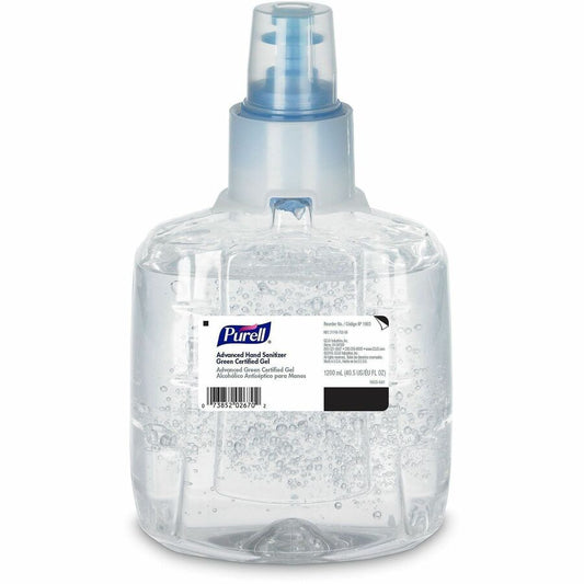 PURELL, Hand Sanitizer Gel Refill - 1.27 quart - Hands-free Dispenser - Kill Germs - Skin, Hand - Clear - Fragrance-free, Dye-free - 1 Each