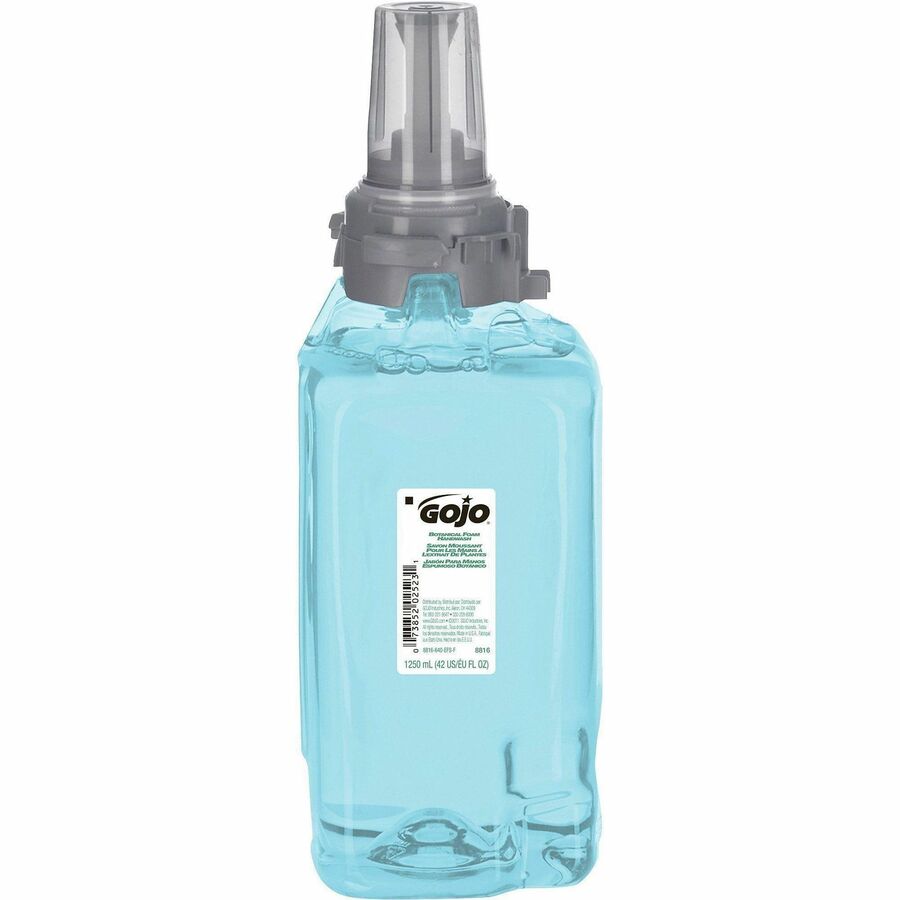 Gojo&reg, ADX-12 Botanical Foam Soap Refill - Botanical Scent - 1.32 quart - Push Pump Dispenser - Skin, Hand - Moisturizing - Green - Rich Lather, Eco-friendly, Bio-based - 1 Each