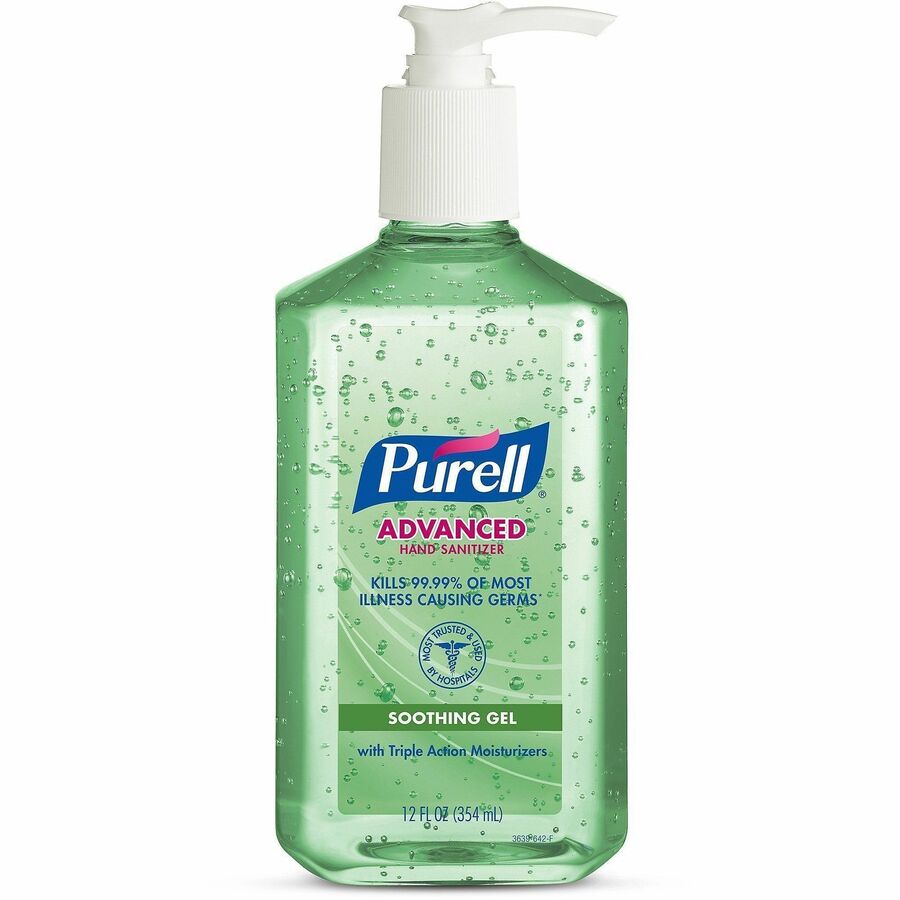 PURELL&reg, Hand Sanitizer Gel - 12 fl oz - Pump Bottle Dispenser - Kill Germs - Hand, Skin - Clear - Non-sticky, Residue-free - 1 Each