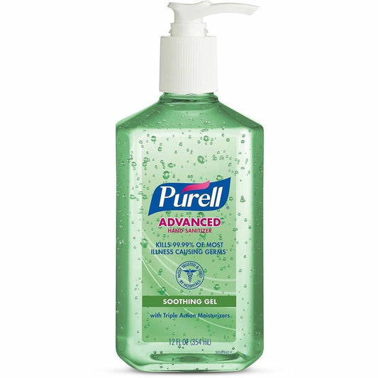 PURELL, Hand Sanitizer Gel - 12 fl oz - Pump Bottle Dispenser - Kill Germs - Hand, Skin - Clear - Non-sticky, Residue-free - 1 Each