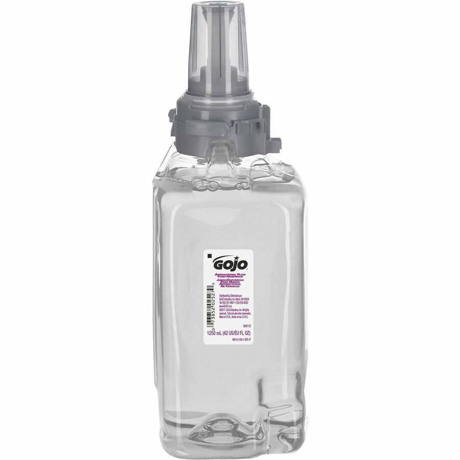 Gojo&reg, Antibacterial Handwash ADX-12 Dispenser Refill - Plum Scent - 1.32 quart - Push Pump Dispenser - Bacteria Remover - Hand, Skin - Moisturizing - Antibacterial - Clear - Rich Lather - 1 Each