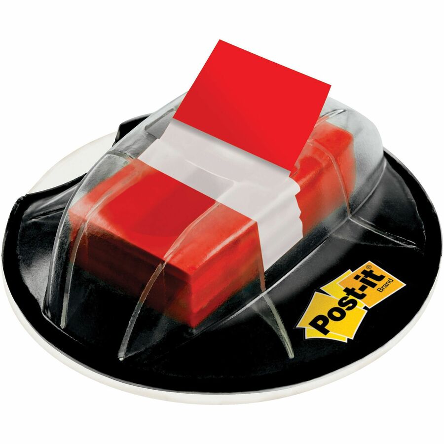 Post-it&reg, Flags in Desk Grip Dispenser - 200 - 1" Flag/Note Width x 1 3/4" Flag/Note Length - Rectangle - Unruled - Red - Removable, Self-adhesive - Dispenser Included - 200 / Pack