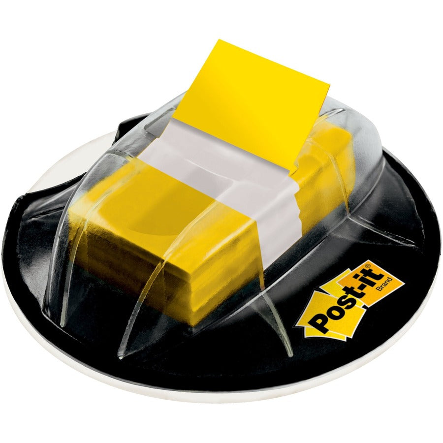 Post-it&reg, Flags in Desk Grip Dispenser - 200 - 1" Flag/Note Width x 1 3/4" Flag/Note Length - Rectangle - Unruled - Yellow - Removable, Self-adhesive - Dispenser Included - 200 / Pack