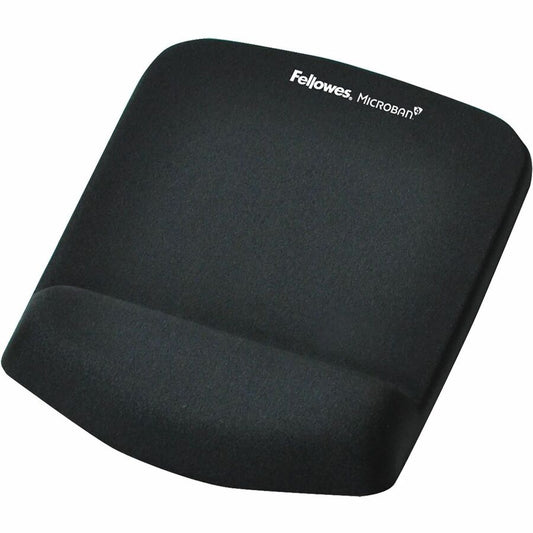 Fellowes PlushTouch Microban Mouse Pad Wrist Rest - 1" Height x 7.25" Width x 9.38" Depth - Black - Polyurethane, Foam - Wear Resistant, Tear Resistant, Skid Proof - 1 Each