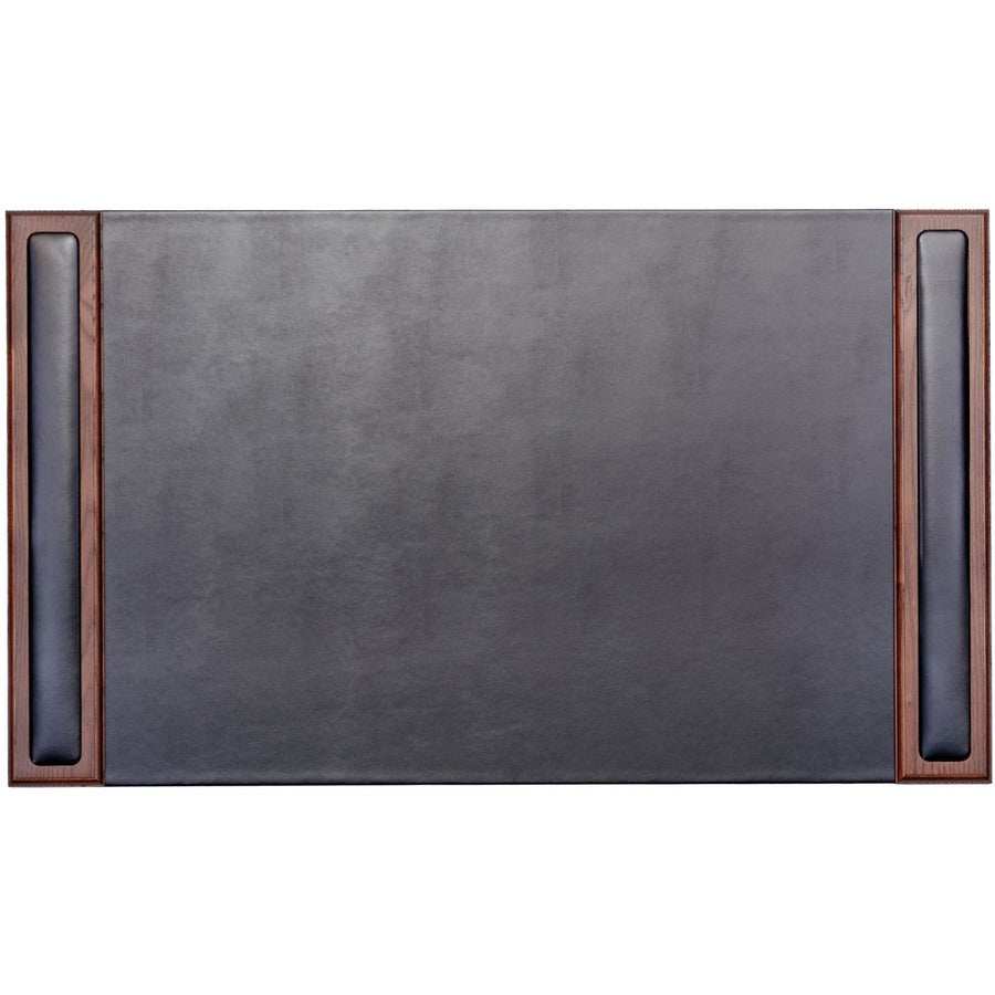 Dacasso Walnut & Leather Side-Rail Desk Pad - 20.50" Width - Leather - Brown - 1 Each