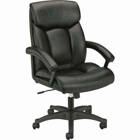 HON VL151 Executive High-Back Chair - Black - Leather - 1 Each