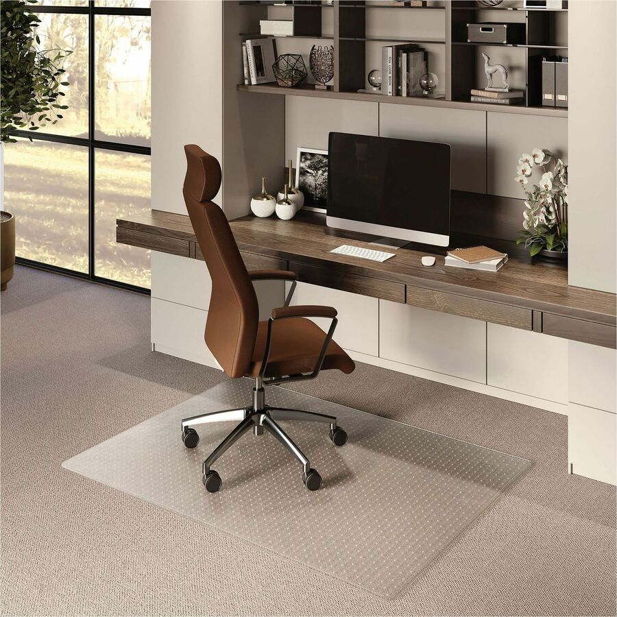 ES ROBBINS Low-Pile Carpet Chair Mat - Pile Carpet, Low Pile - 60" Length x 46" Width x 0.375" Thickness - Rectangular - Vinyl - Clear - 1 Each
