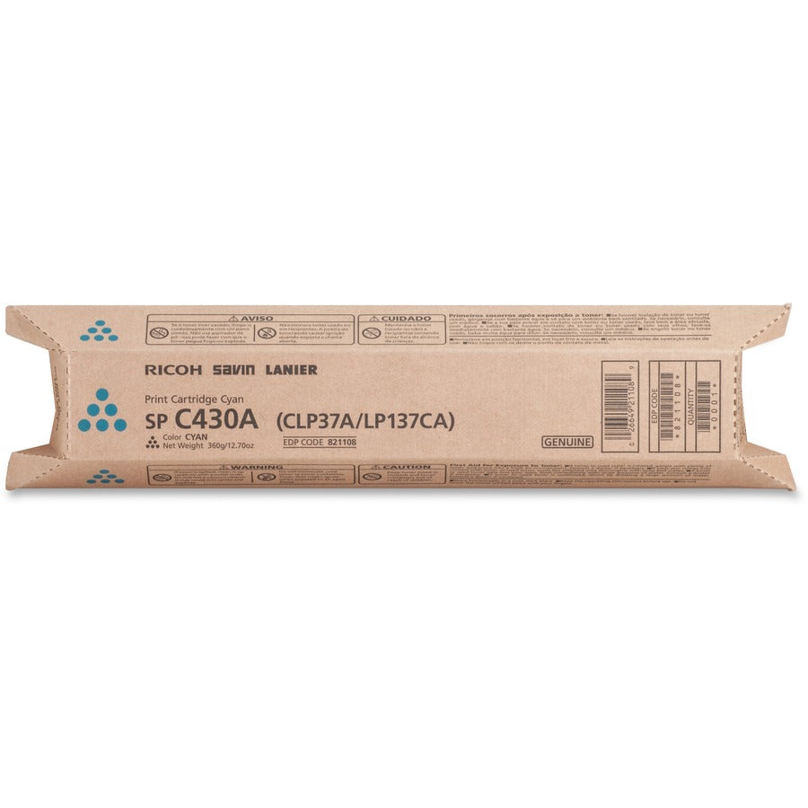 Ricoh SP C430A Original Standard Yield Laser Toner Cartridge - Cyan - 1 Each - 24000
