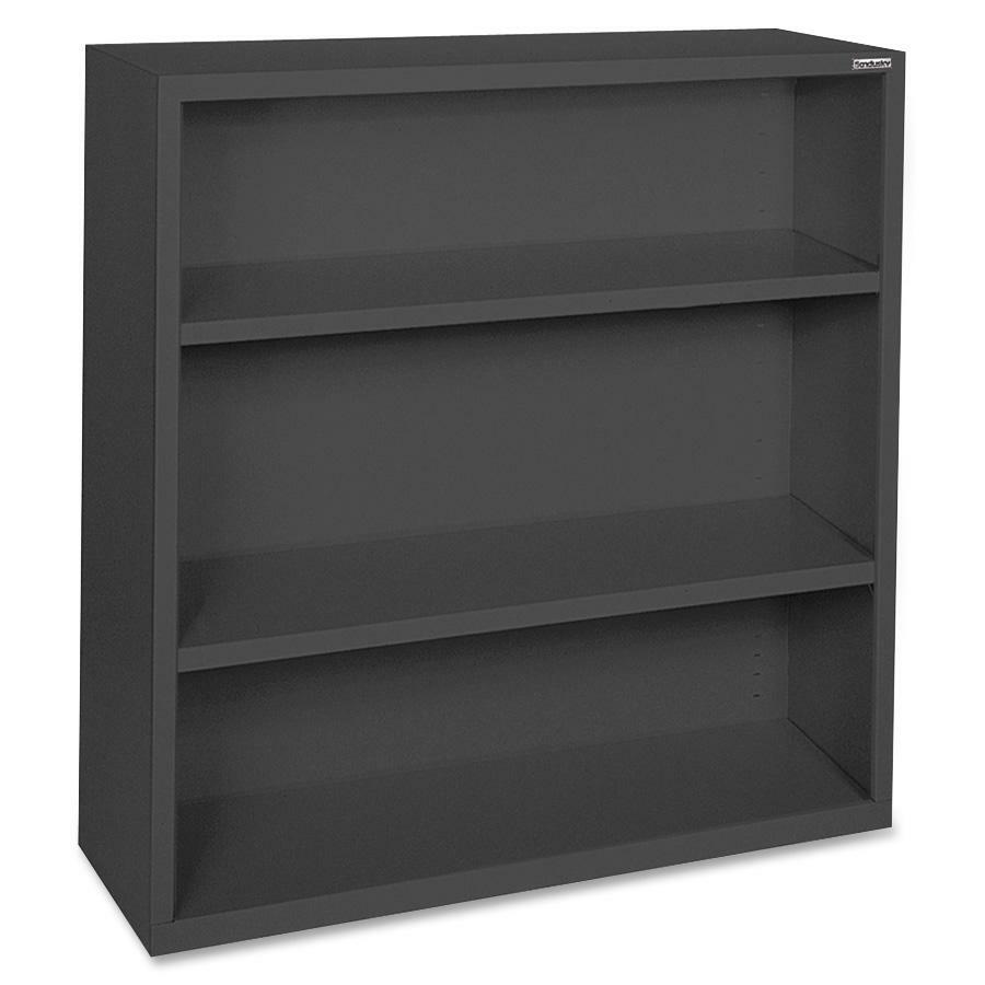 Lorell Fortress Series Bookcase - 34.5" Width x 13" Depth x 42" Height - 3 x Shelf(ves) - Black - Powder Coated - Steel - Recycled