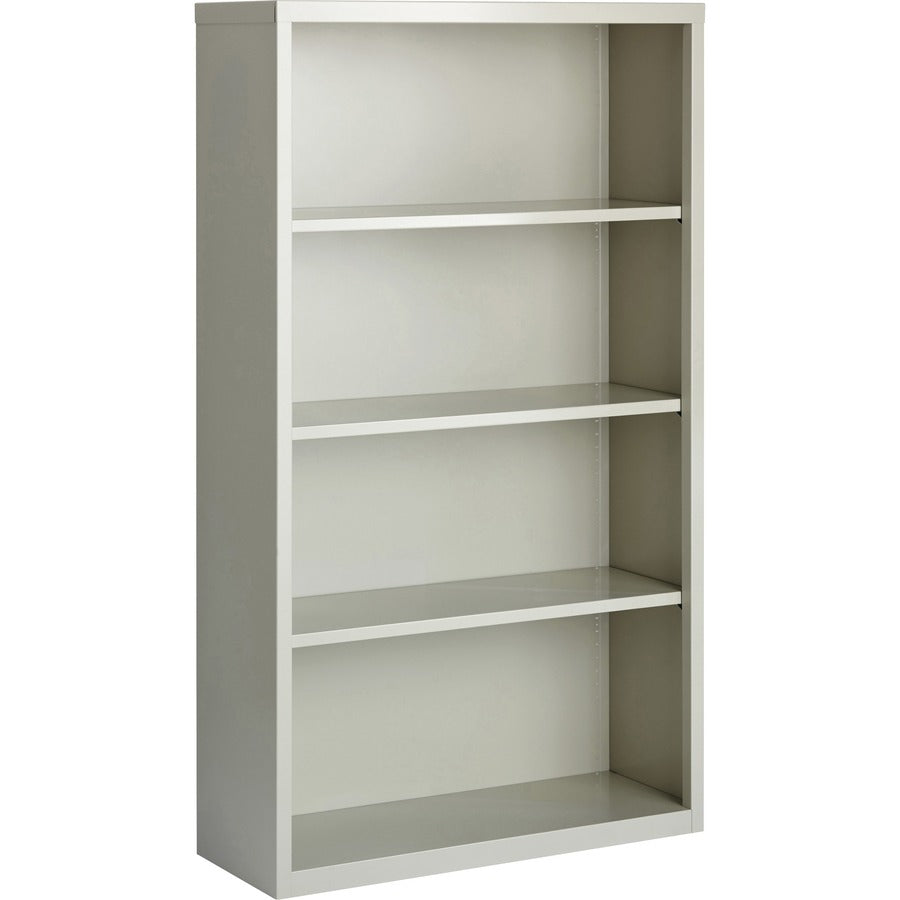 Lorell Fortress Series Bookcase - 34.5" Width x 13" Depth x 60" Height - 4 x Shelf(ves) - Light Gray - Powder Coated - Steel - Recycled