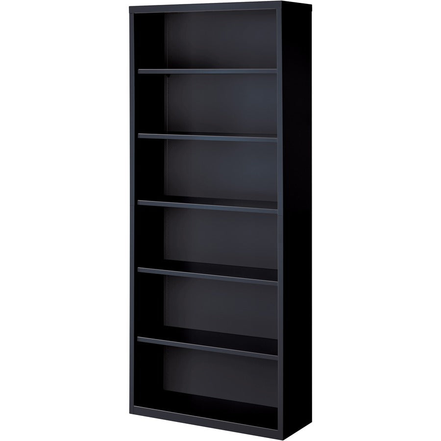 Lorell Fortress Series Bookcase - 34.5" Width x 13" Depth x 82" Height - 6 x Shelf(ves) - Black - Powder Coated - Steel - Recycled