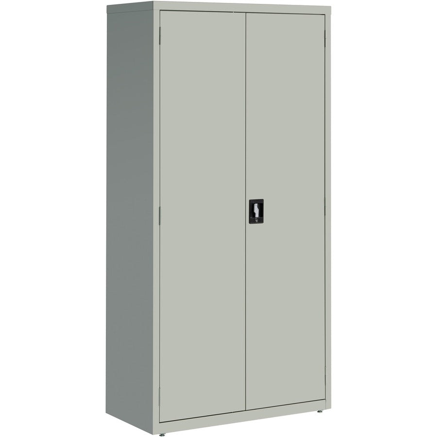 Lorell Fortress Series Storage Cabinet - 36" Width x 18" Depth x 72" Height - 5 x Shelf(ves) - Recessed Locking Handle, Hinged Door, Durable - Light Gray - Powder Coated - Steel - Recycled
