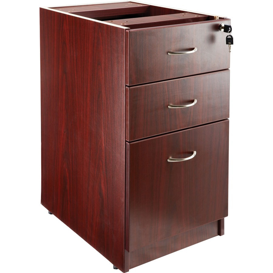 Lorell Essentials Box/Box/File Fixed File Cabinet - 28.5" Height x 15.5" Width x 21.9" Depth - Single Pedestal - Finish: Mahogany, Laminate - Built-in Hangrail - For Supplies, File - 1 Each