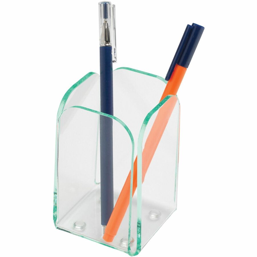Lorell Desktop Pencil Cup - Acrylic - Green, Transparent - 1 Each