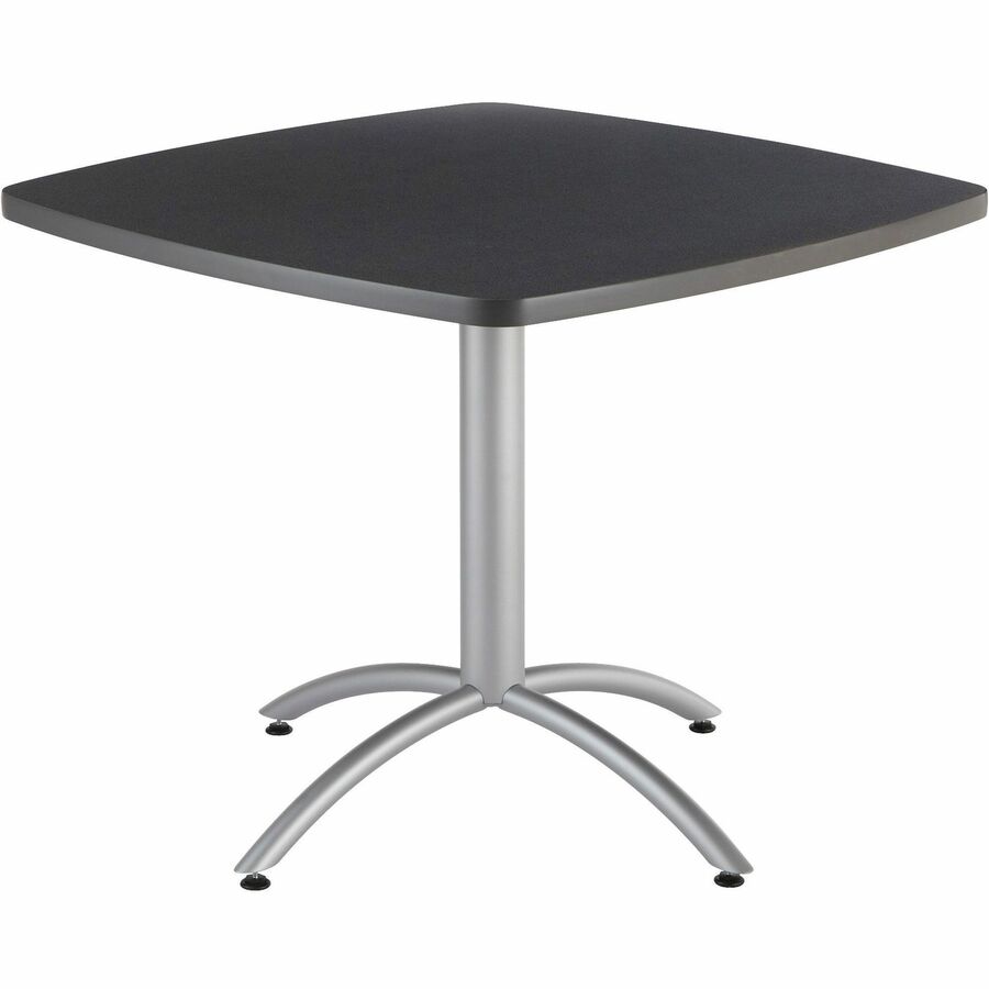 Iceberg CafeWorks 36" Square Cafe Table - Melamine Square Top - Powder Coated Base - 1.13" Table Top Thickness - 30" Height x 36" Width x 36" Depth - Assembly Required - Graphite - Particleboard Top Material - 1 Each