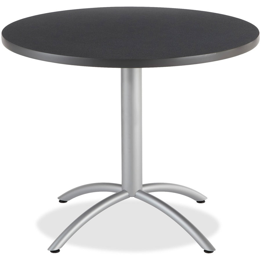 Iceberg CafeWorks 36" Round Cafe Table - Melamine Round Top - Powder Coated Base - 1.13" Table Top Thickness x 36" Table Top Diameter - 30" Height - Assembly Required - Graphite - Particleboard Top Material - 1 Each