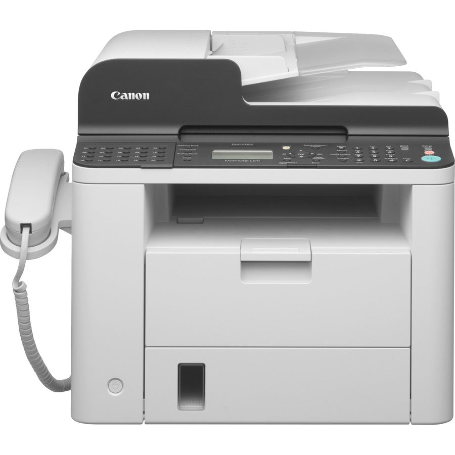 Canon FAXPHONE L190 Laser Multifunction Printer - Monochrome - White - Copier/Fax/Printer - 26 ppm Mono Print - 1200 x 600 dpi Print - Automatic Duplex Print - Up to 10000 Pages Monthly - 250 sheets Input - Monochrome Fax - USB - For Plain Paper Print...