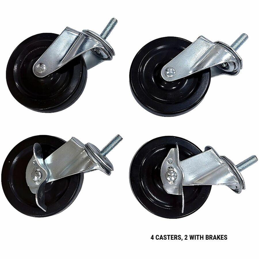Lorell Industrial Wire Shelving Caster Kit - 4" Diameter - Black - 1 Set