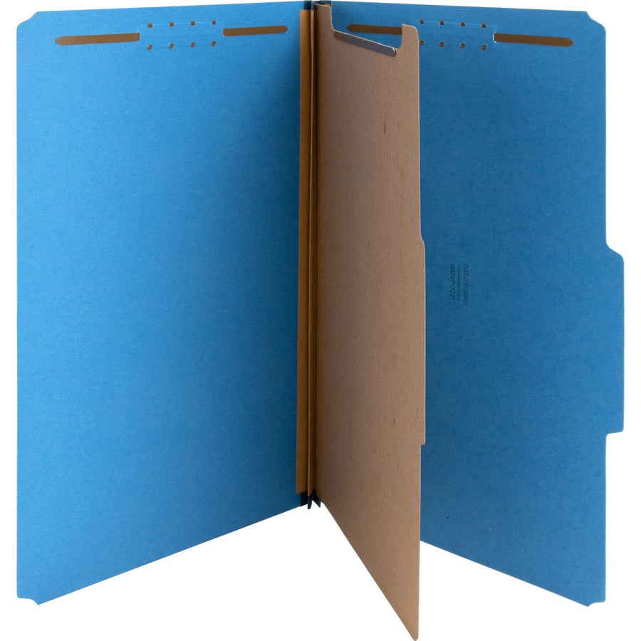 Nature Saver 2/5 Tab Cut Legal Recycled Classification Folder - 8 1/2" x 14" - 2" for Folder, 2" Fastener Capacity, 2" Fastener Capacity - Top Tab Location - Right of Center Tab Position - 1 Divider - 25 pt. - Dark Blue - Durable, Eco-friendly - 100% R...