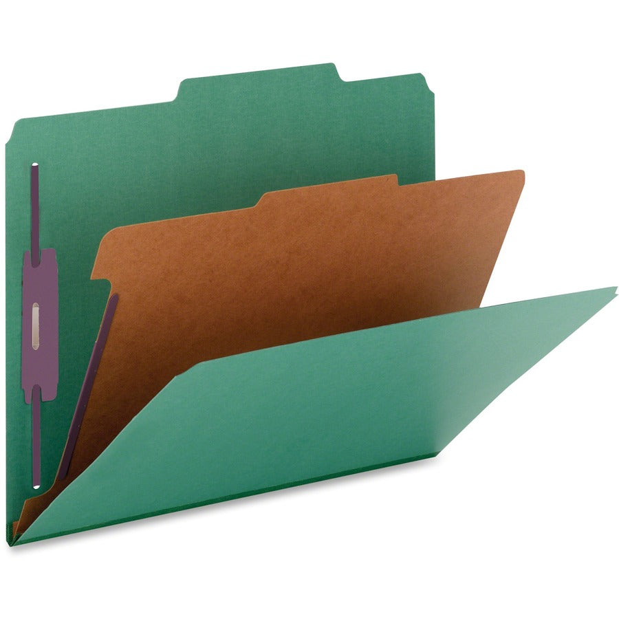 Nature Saver 2/5 Tab Cut Legal Recycled Classification Folder - 8 1/2" x 14" - 2" for Folder, 2" Fastener Capacity, 2" Fastener Capacity - Top Tab Location - Right of Center Tab Position - 1 Divider - 25 pt. - Green - Durable, Eco-friendly - 100% Recyc...