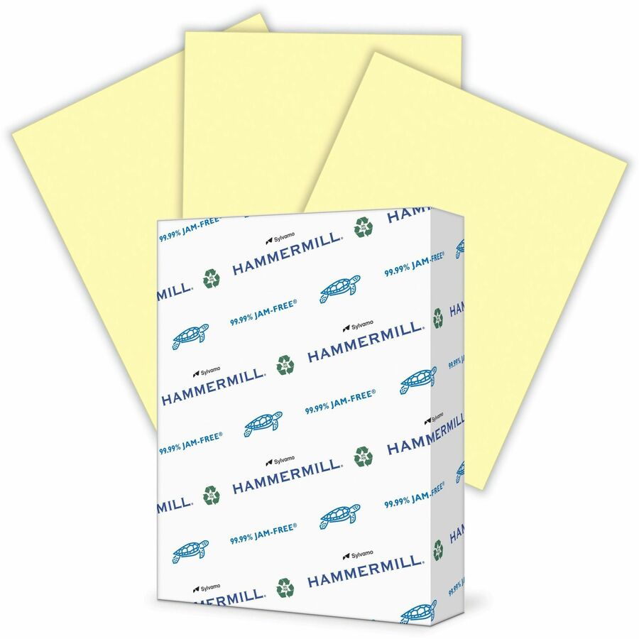 Hammermill Colors Recycled Copy Paper - Canary - 96 Brightness - Letter - 8 1/2" x 11" - 24 lb Basis Weight - Smooth - Sustainable Forestry Initiative (SFI) - Jam-free, Acid-free - Canary - 1 Ream
